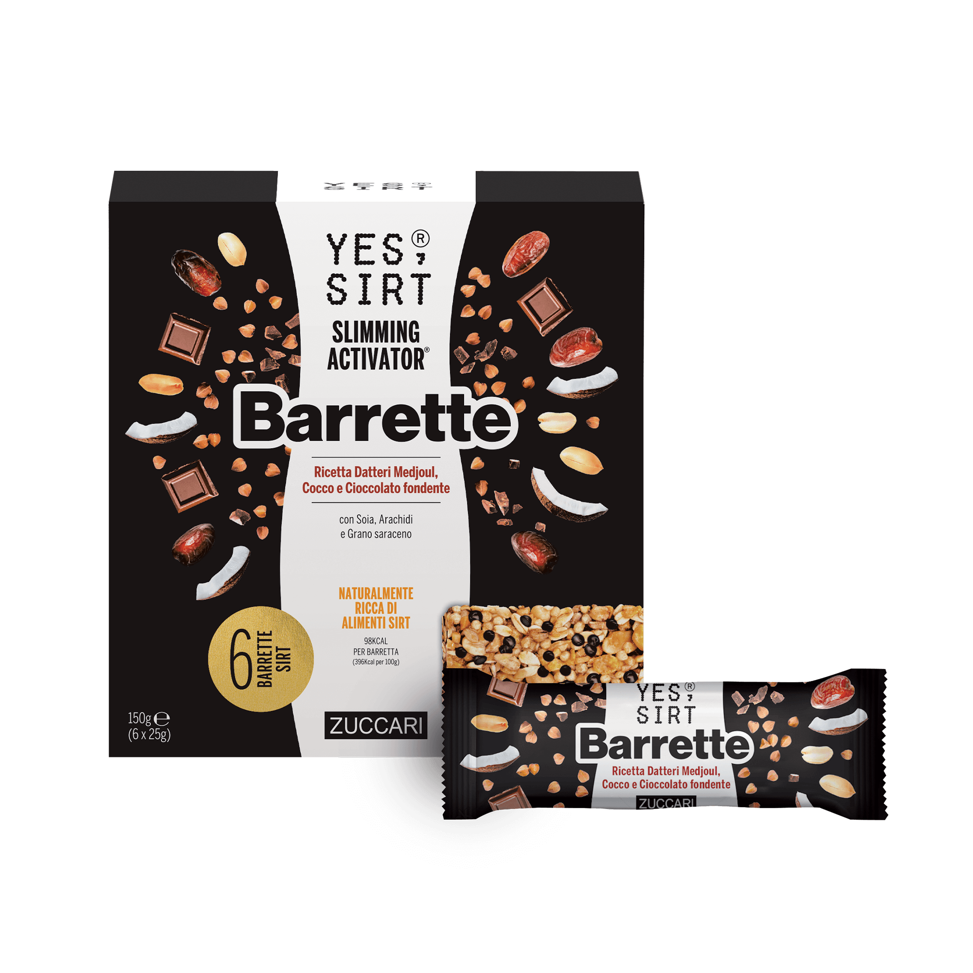 Yes Sirt Slimming Activator Barrette Ricetta Datteri Medjoul, Cocco e Cioccolato fondente